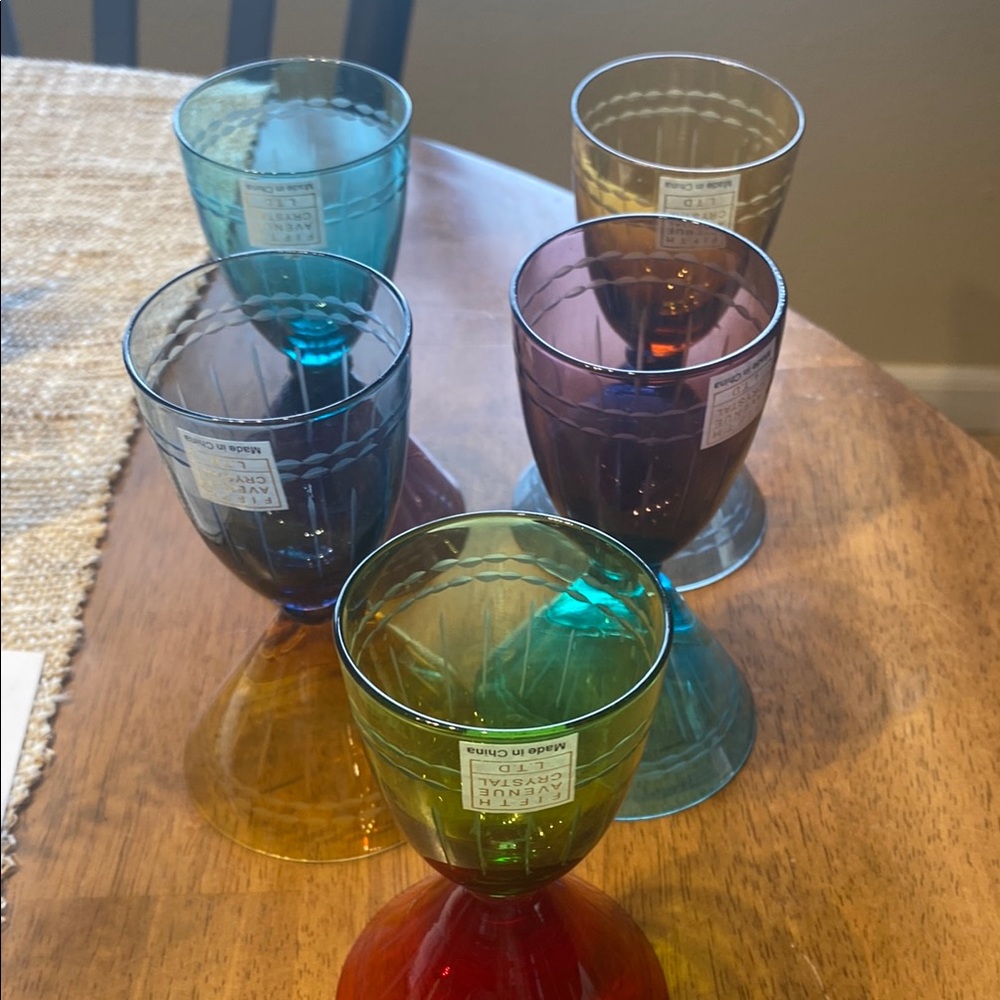 Fifth Avenue reversible crystal cordial/martini glasses set of 5. NWT.